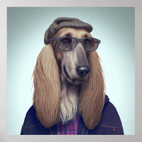 Poster Afghaanse hond Hipster Dog