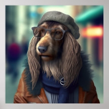 Poster Afghaanse hond Hipster Dog