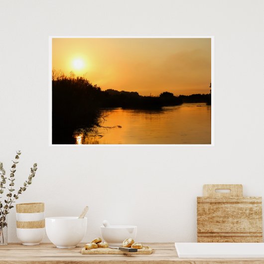 Poster-Afrikaans zonsonderstel 2 warm en vreedzaam Poster (Keuken)