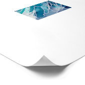 Poster - Alcohol Ink Art Blue White Flower (Hoek)