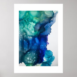Poster - Alcohol Inkt Kunstposters Blauw Groen