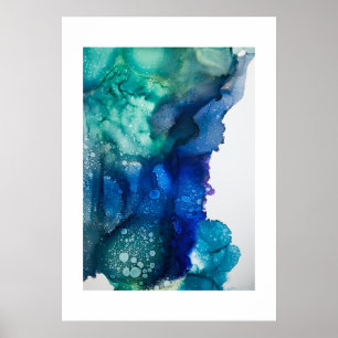 Poster - Alcohol Inkt Kunstposters Blauw Groen