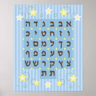 Poster Alef Beis (lichtblauw)