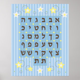 Poster Alef Beis (lichtblauw)