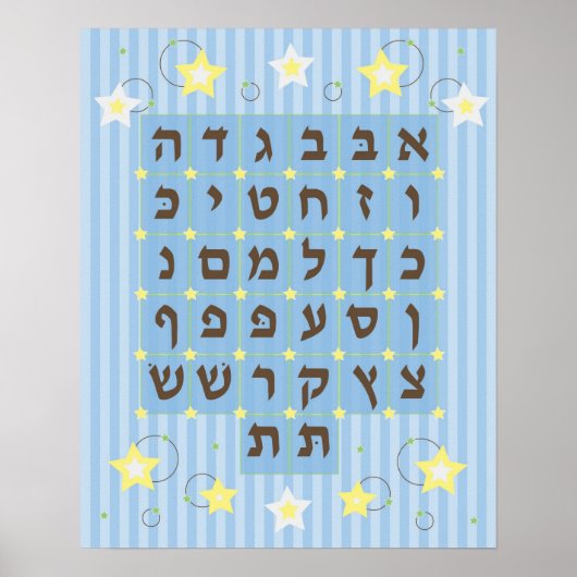 Poster Alef Beis (lichtblauw) (Voorkant)