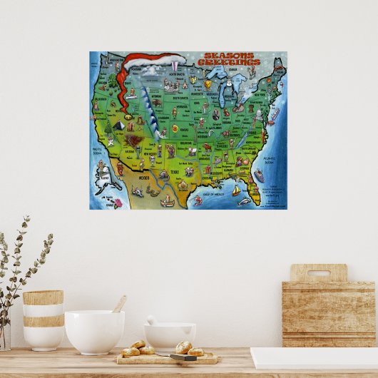 POSTER Amerikaanse Chirsitmas Map (Keuken)