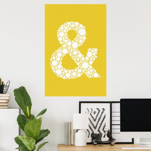 Poster Ampersand (en symbool). Grijze tekst op gee (Thuiskantoor)