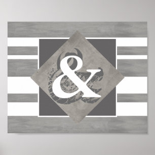 poster ampersand grijs en wit ongevoelig