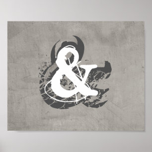 poster ampersand op noodlijdende grijze wandkunst