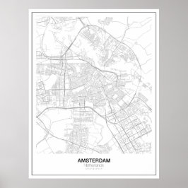 Poster Amsterdam minimalistische kaart (stijl 2)