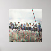 Poster Anaglyph 3D- Lunch atop Skyscraper New York Canvas Afdruk (Voorkant)