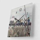 Poster Anaglyph 3D- Lunch atop Skyscraper New York Vierkante Klok (Hoek)