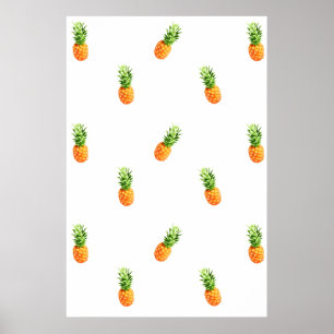 Poster ananas, patroon, canvasafdruk ananas