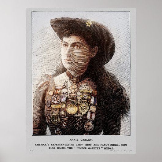 Poster Annie Oakley (kleur), politiebureau Gazette (Voorkant)