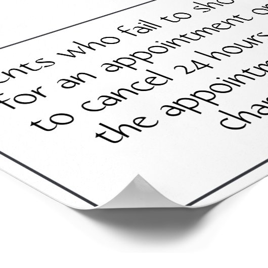 Poster annuleringsbeleid voor salon of spa (Hoek)