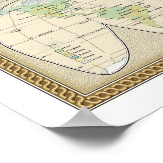 poster Antiek Wereldkaart afdrukken (Hoek)