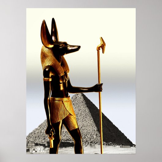 Poster Anubis en het Kruis Ankh (Voorkant)