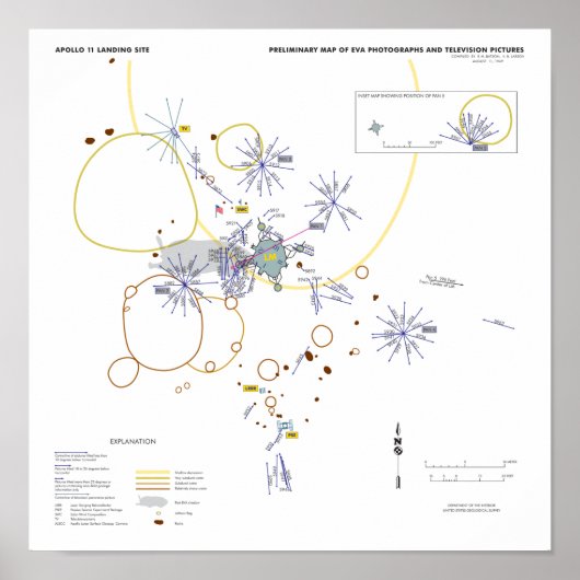 Poster Apollo 11 foto-plattegrond (Voorkant)