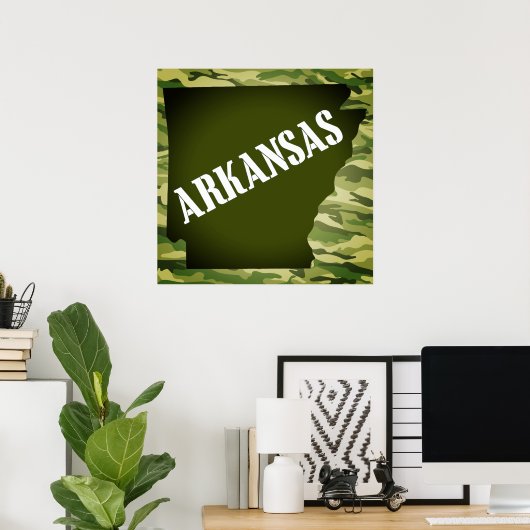 Poster Arkansas State Silhouette Camo (Thuiskantoor)