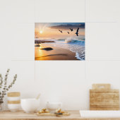 Poster Art Beach Sunset (Keuken)