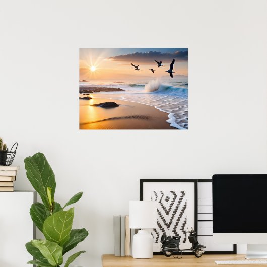 Poster Art Beach Sunset (Thuiskantoor)