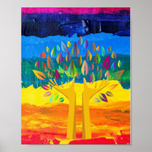 poster art deco abstracte kleuren vlag Oekraïne