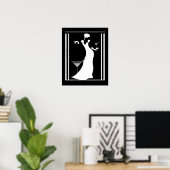 Poster ART DECO DAME Zwart Wit Omgekeerd (Thuiskantoor)
