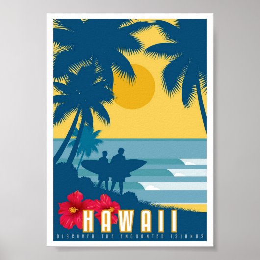 Poster - Art Deco Hawaii Reisposter (Voorkant)