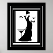 Poster ART DECO LADY Black White (Voorkant)