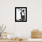 Poster ART DECO LADY Black White (Keuken)