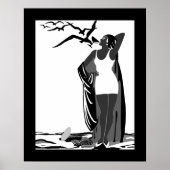 Poster ART DECO LADY Black White (Voorkant)