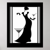 Poster ART DECO LADY Black White (Voorkant)