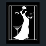 Poster ART DECO LADY Black White omgekeerd<br><div class="desc">Poster ART DECO LADY Black White</div>