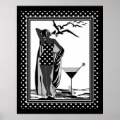 Poster ART DECO LADY Black White spots (Voorkant)