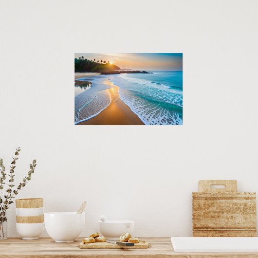 Poster Art Ocean Beach Scène (Keuken)