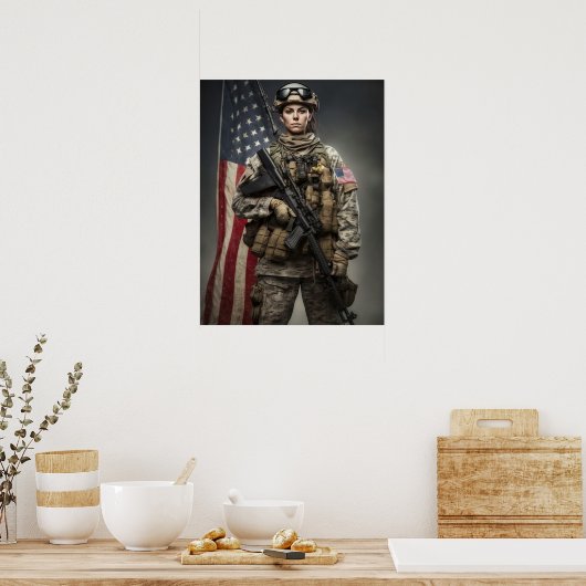Poster Art Vrouw Soldaat (Keuken)