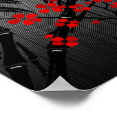 Poster Asian Red Black White Bamboo Floral 4 (Hoek)
