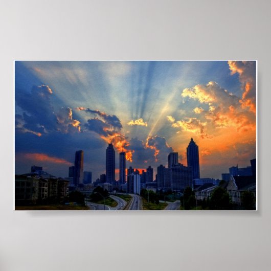 Poster - Atlanta silhouet bij zonsondergang (Voorkant)