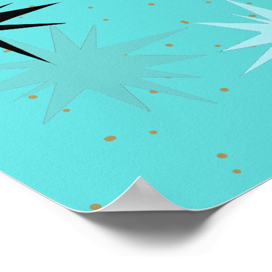 Poster Atomic Turquoise Starbursts (Hoek)