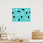 Poster Atomic Turquoise Starbursts (Keuken)