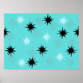 Poster Atomic Turquoise Starbursts (Voorkant)
