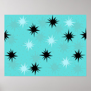 Poster Atomic Turquoise Starbursts