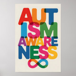 Poster Autisme Bewustzijn Kleur Typografie Infinit