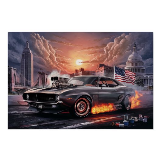 Poster Auto Drapeaux (Voorkant)