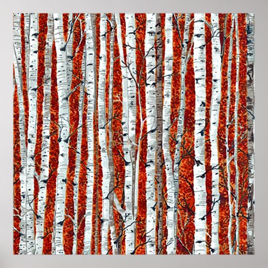 POSTER AUTUMN BIRCH TREES (Voorkant)