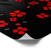 Poster Aziatisch Rood Zwart Wit Bamboe Bloem 2 (Hoek)