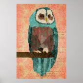 Poster Azure & Blush Owl (Voorkant)