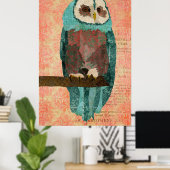 Poster Azure & Blush Owl (Thuiskantoor)