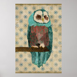Poster Azure & Blush Owl