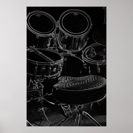 Poster B/W Drumset 1 (Voorkant)